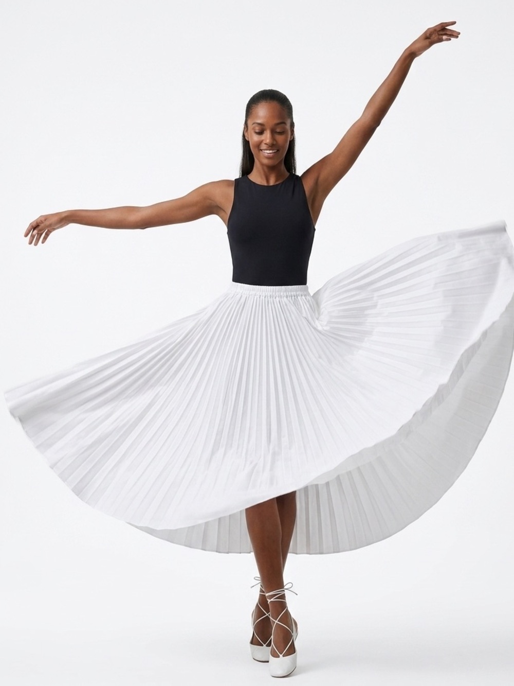 NWT MSGM White Pleated Midi Skirt Full Voluminous Balletcore Sz 44
